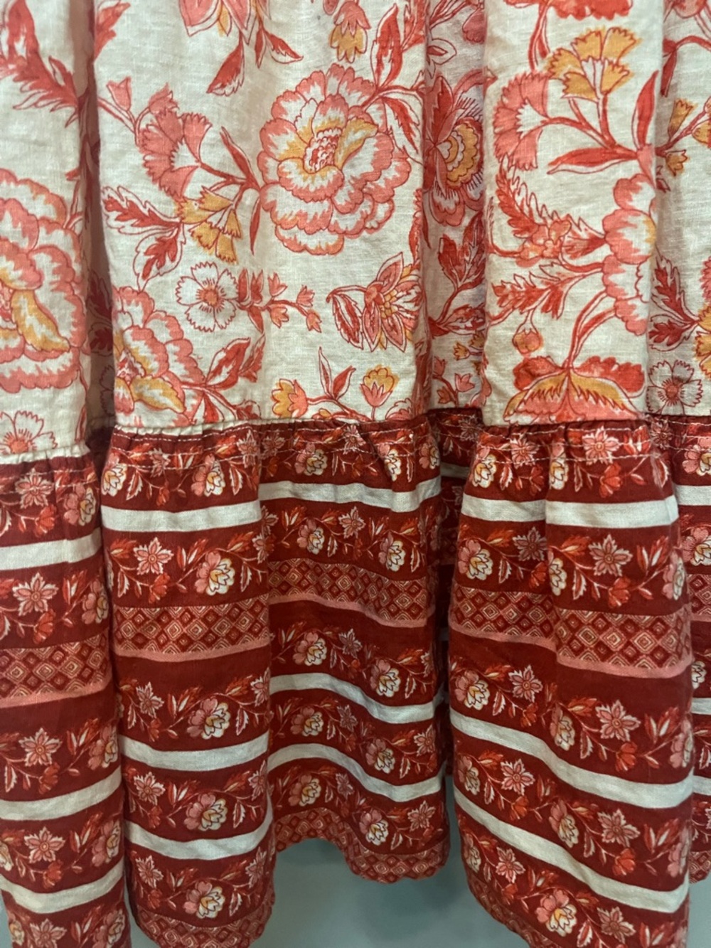 Rachel Zoe Coral and Cream FloralLinen Blend Maxi Dress w’ pockets XL - Picture 6 of 9